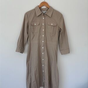 Liz Claiborne Beige Long Sleeve Shirt Dress
